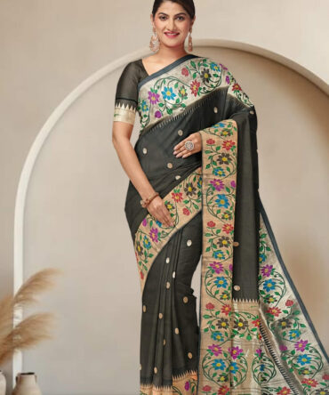 Katan Silk Saree with Enchanting Floral Paithani Work: A Timeless Classic