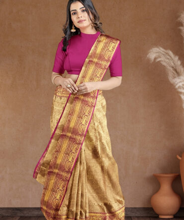 Raga Kanjipuram Handwoven Jari Work Saree: A Symphony of Silk and Gold