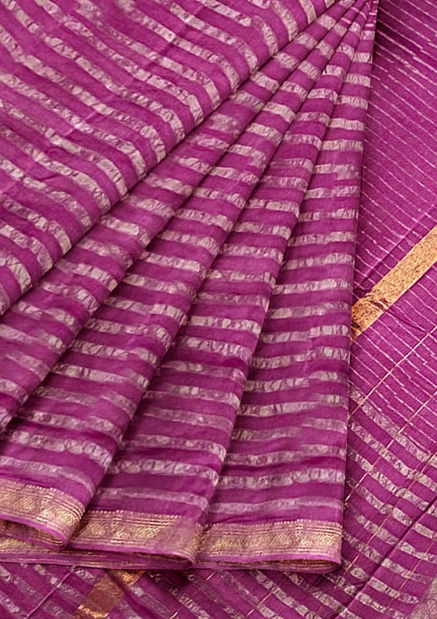 Cotton-Silk Maheshwari Saree in Pink
