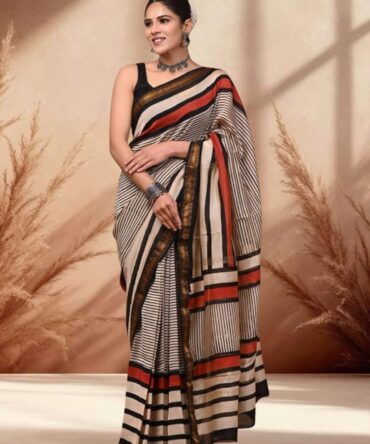 All Stripes Maheshwari Saree