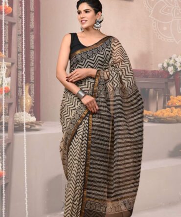 Black White Kota Saree