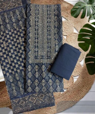 Blue Embroidered Maheshwari Suit_