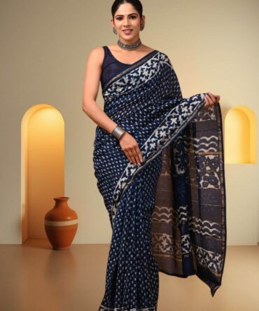 Classic Indigo Chanderi Saree