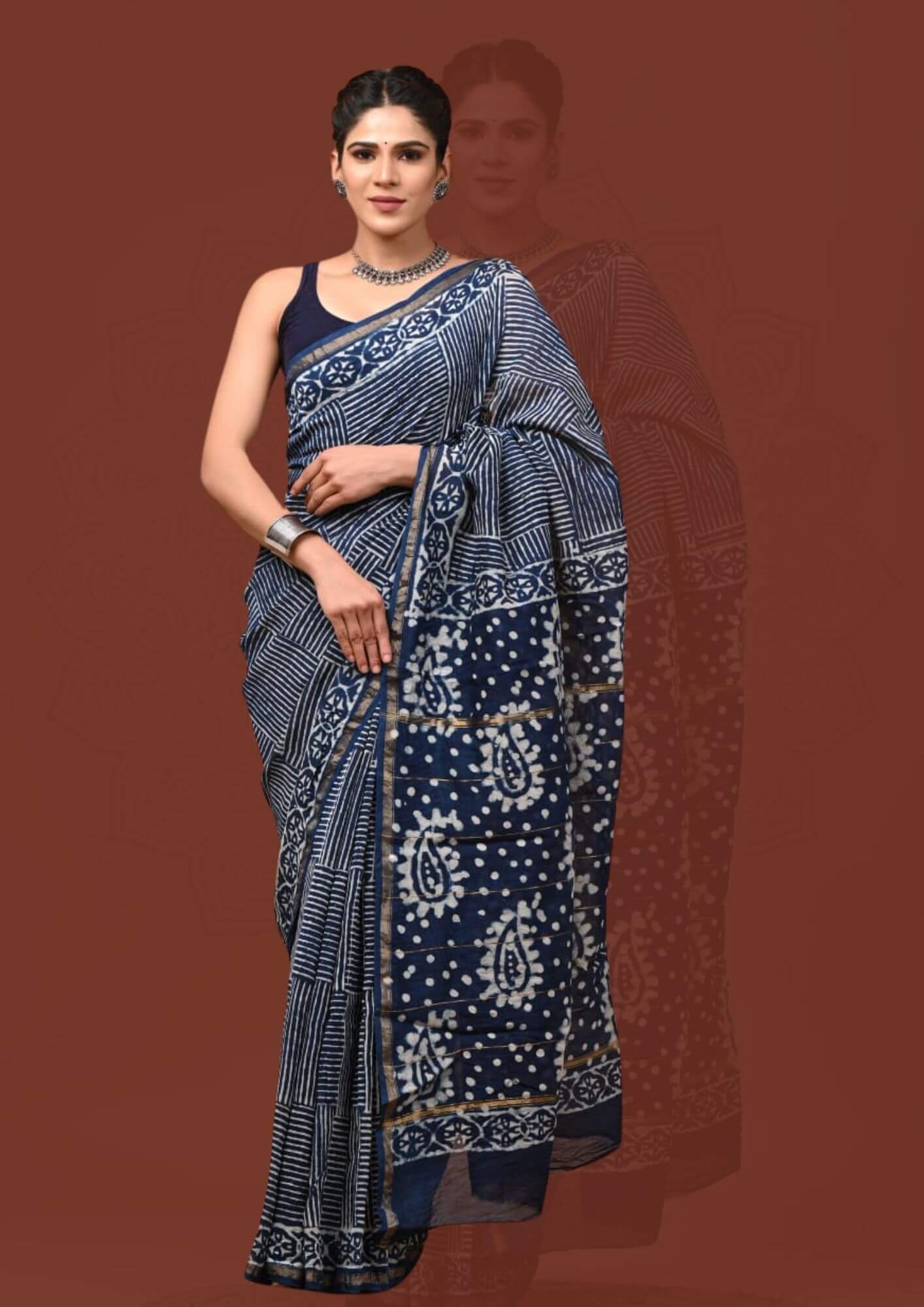 Indigo Maheshwari Saree