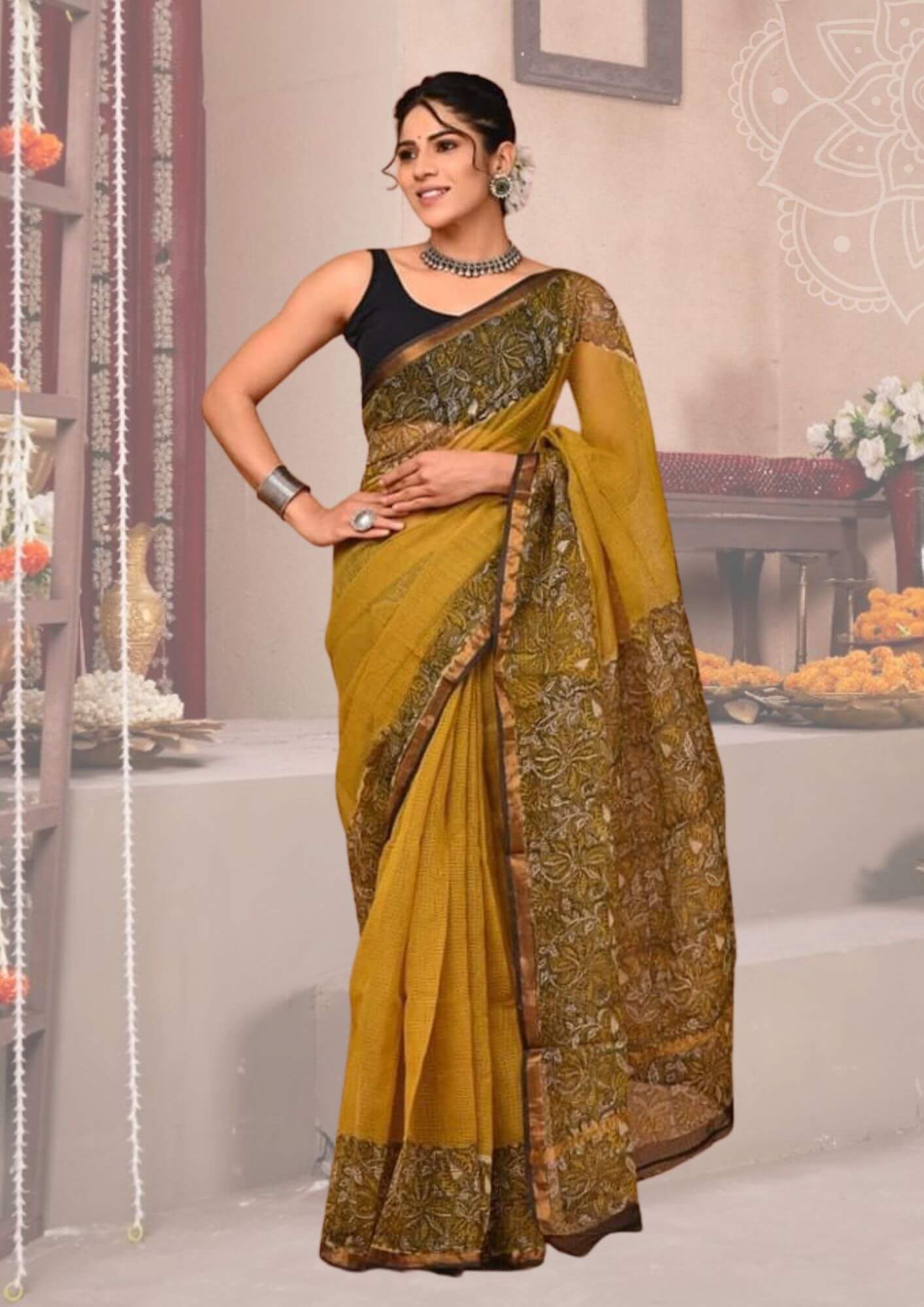 Mustard Love Kota Saree