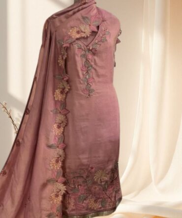 Pink Shimmer Tissue Applique Suit_