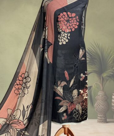 Pure Muslin Digital Printed Kantha Work Unstitched Suit