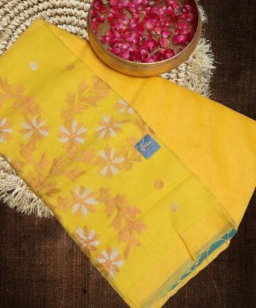 The Sunshine Yellow Handwoven Silk Linen Saree