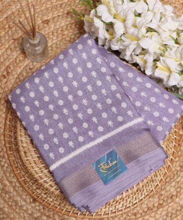 Soothing Mauve Dola Silk Block Printed Saree