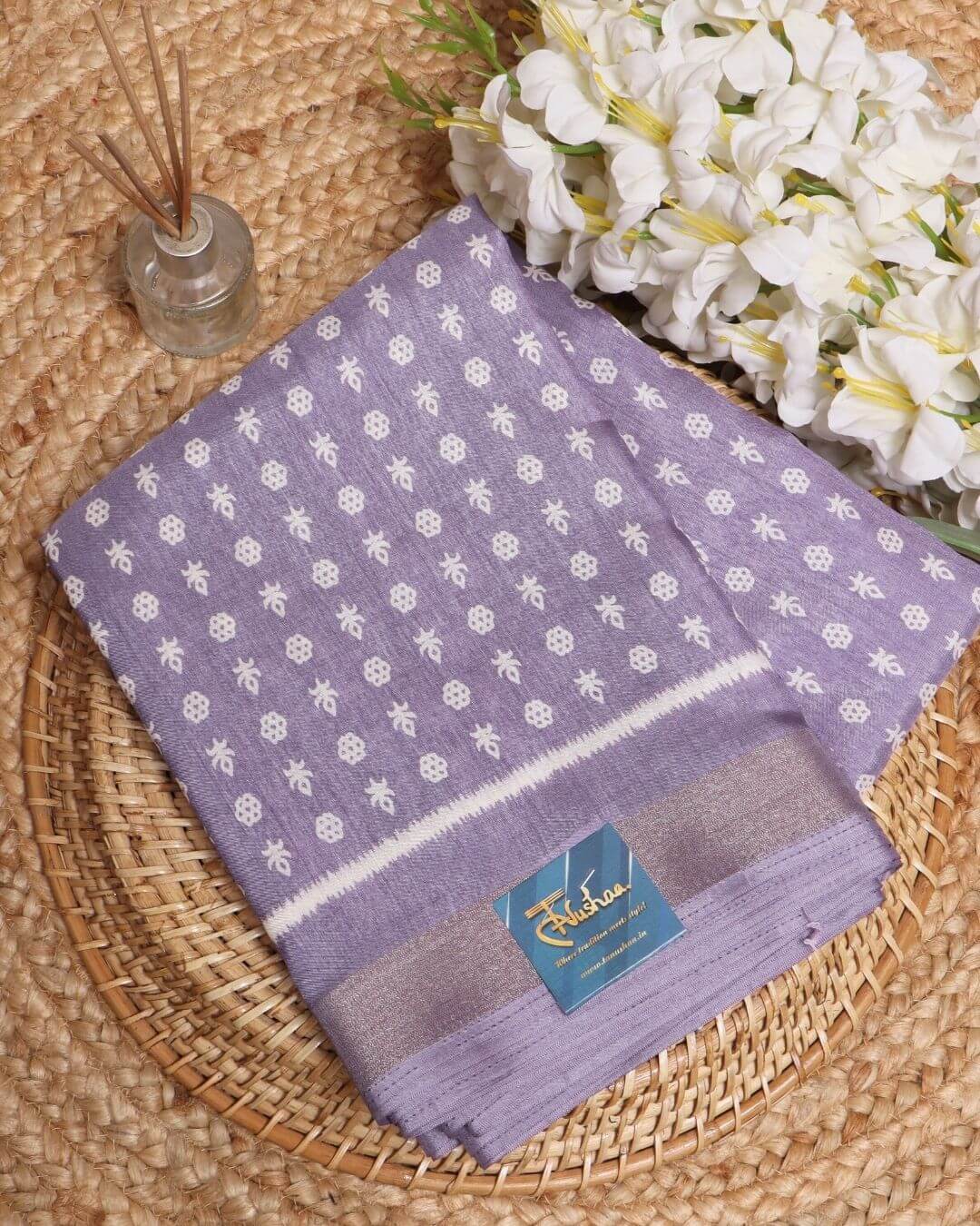 Soothing Mauve Dola Silk Block Printed Saree