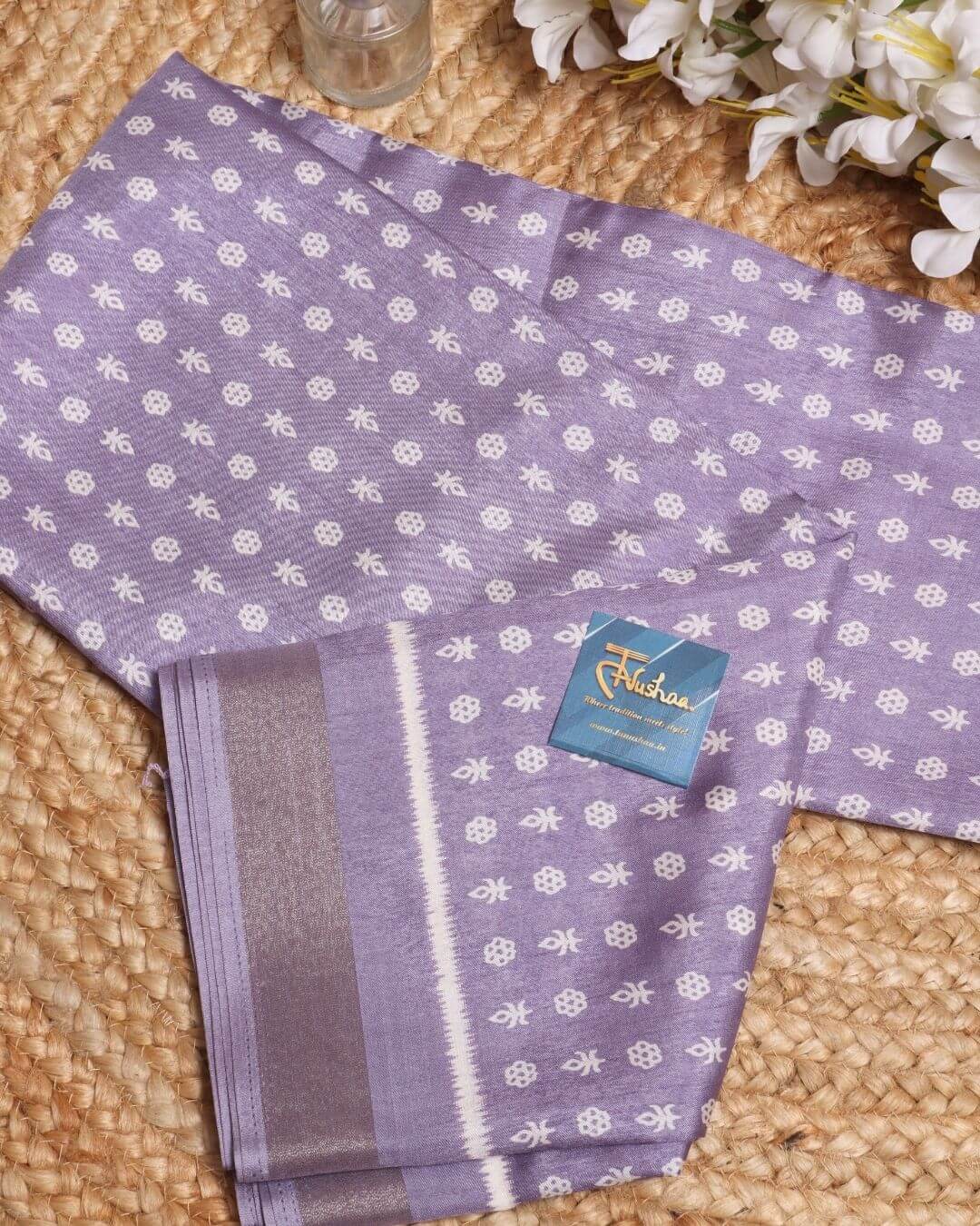 Soothing Mauve Dola Silk Block Printed Saree