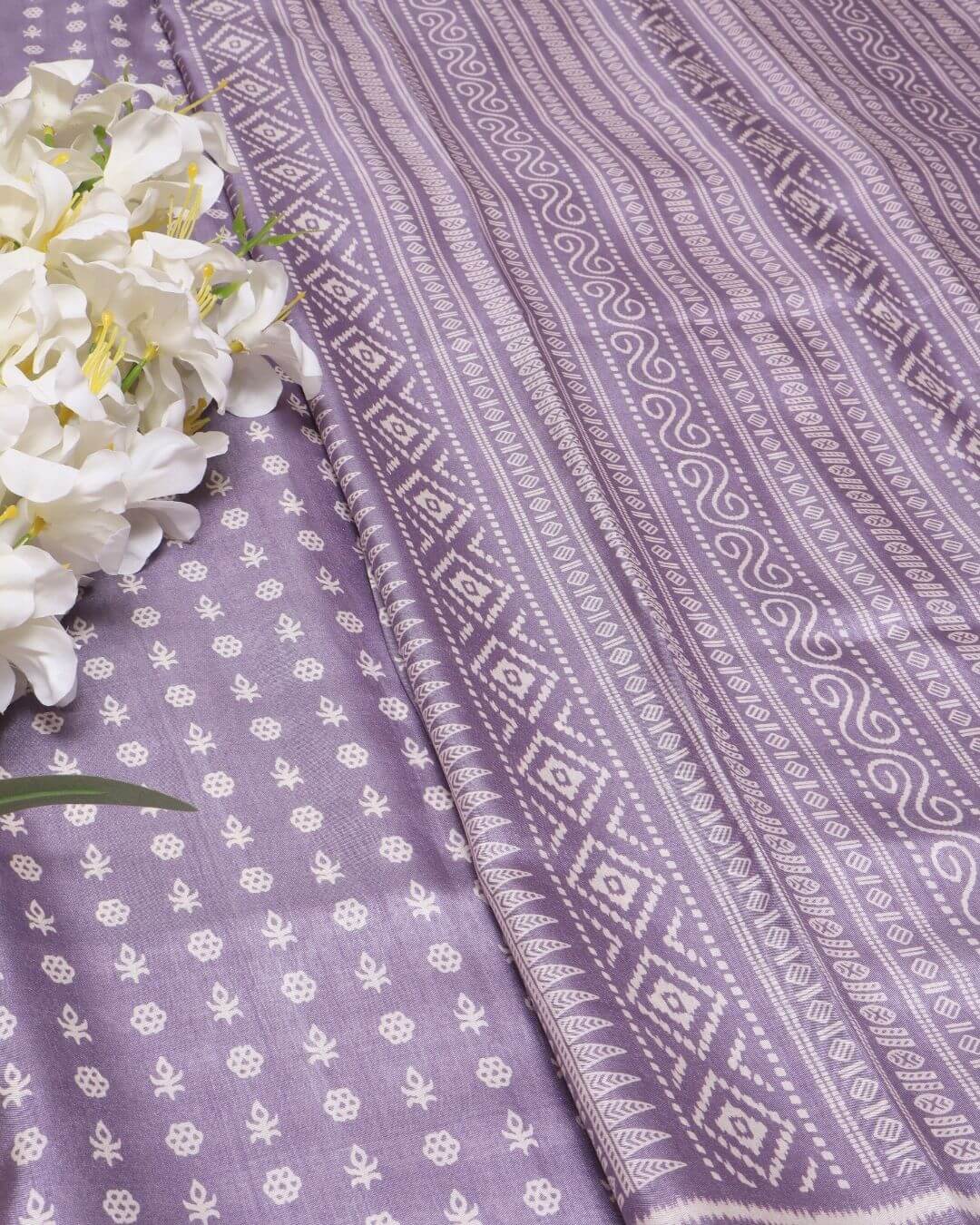 Soothing Mauve Dola Silk Block Printed Saree