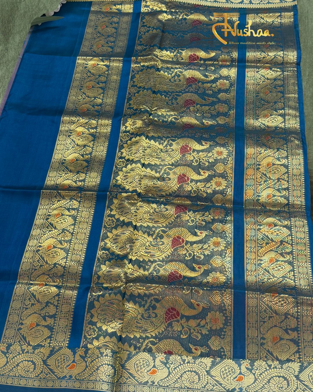 The Certified Pure Blue Paithani Silk Saree - Image 4