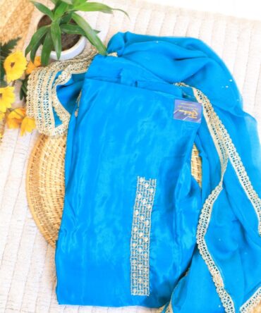 Firozi Satin Silk Suit Set: Dazzling Radiance