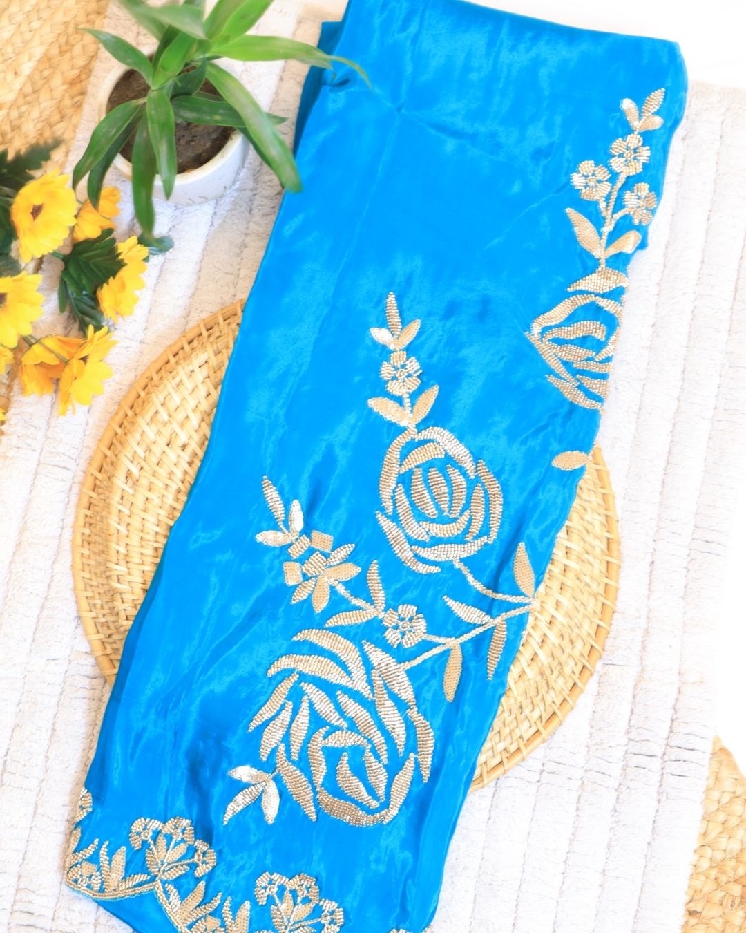 Firozi Satin Silk Suit Set: Dazzling Radiance