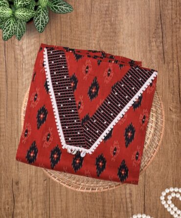 Red with Black South Cotton Suit Set