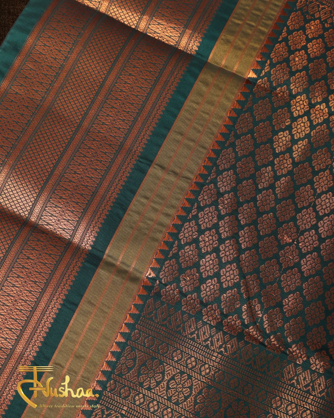 Cream & Green Kanjeevaram Saree: The Elegance of Tradition