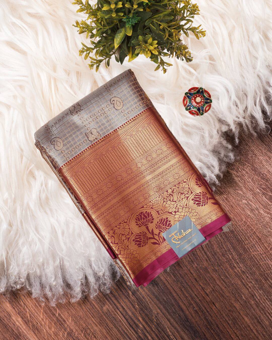 The Steel Grey Kanchipuram Silk Saree: A Statement Festive Ensemble
