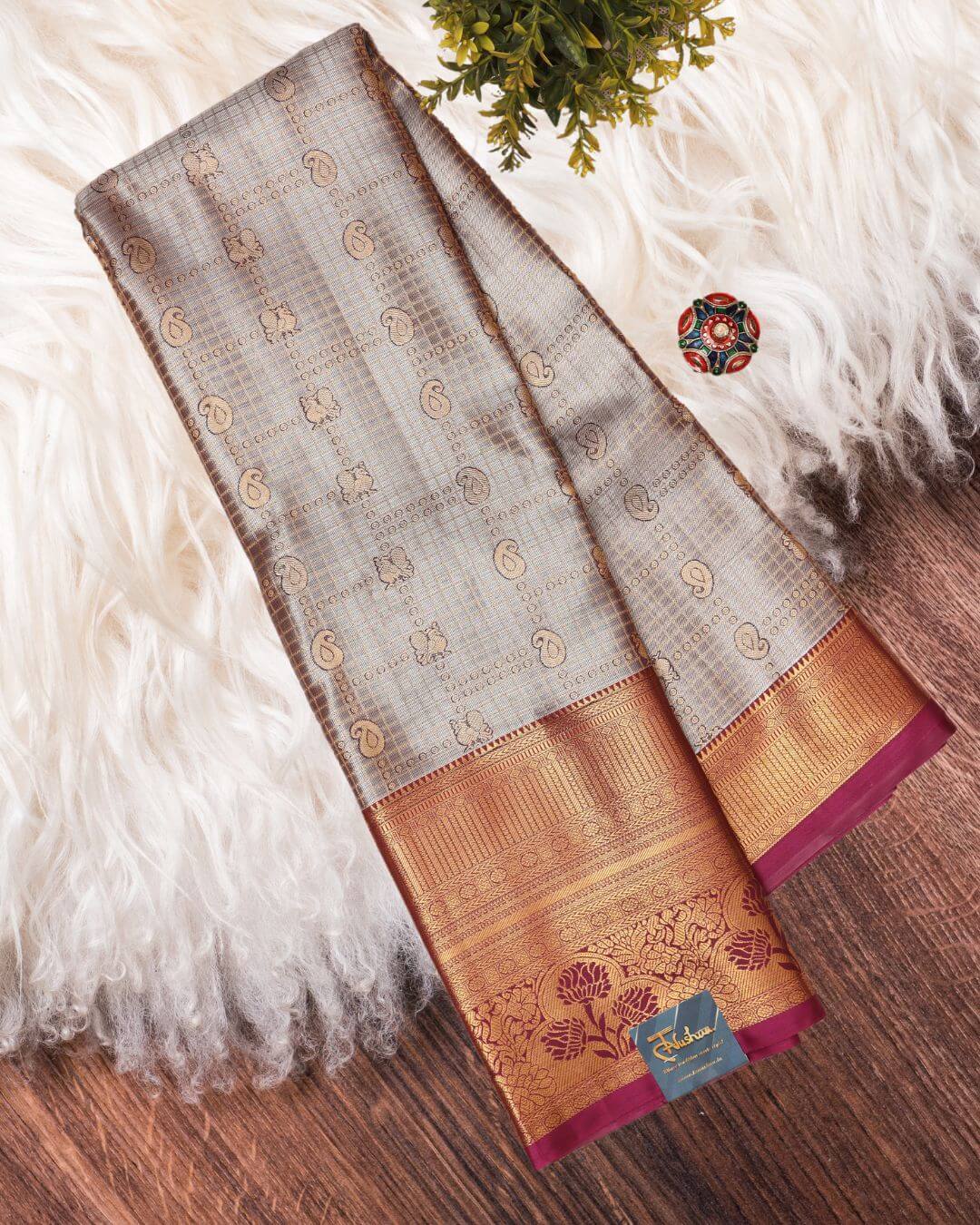 The Steel Grey Kanchipuram Silk Saree: A Statement Festive Ensemble