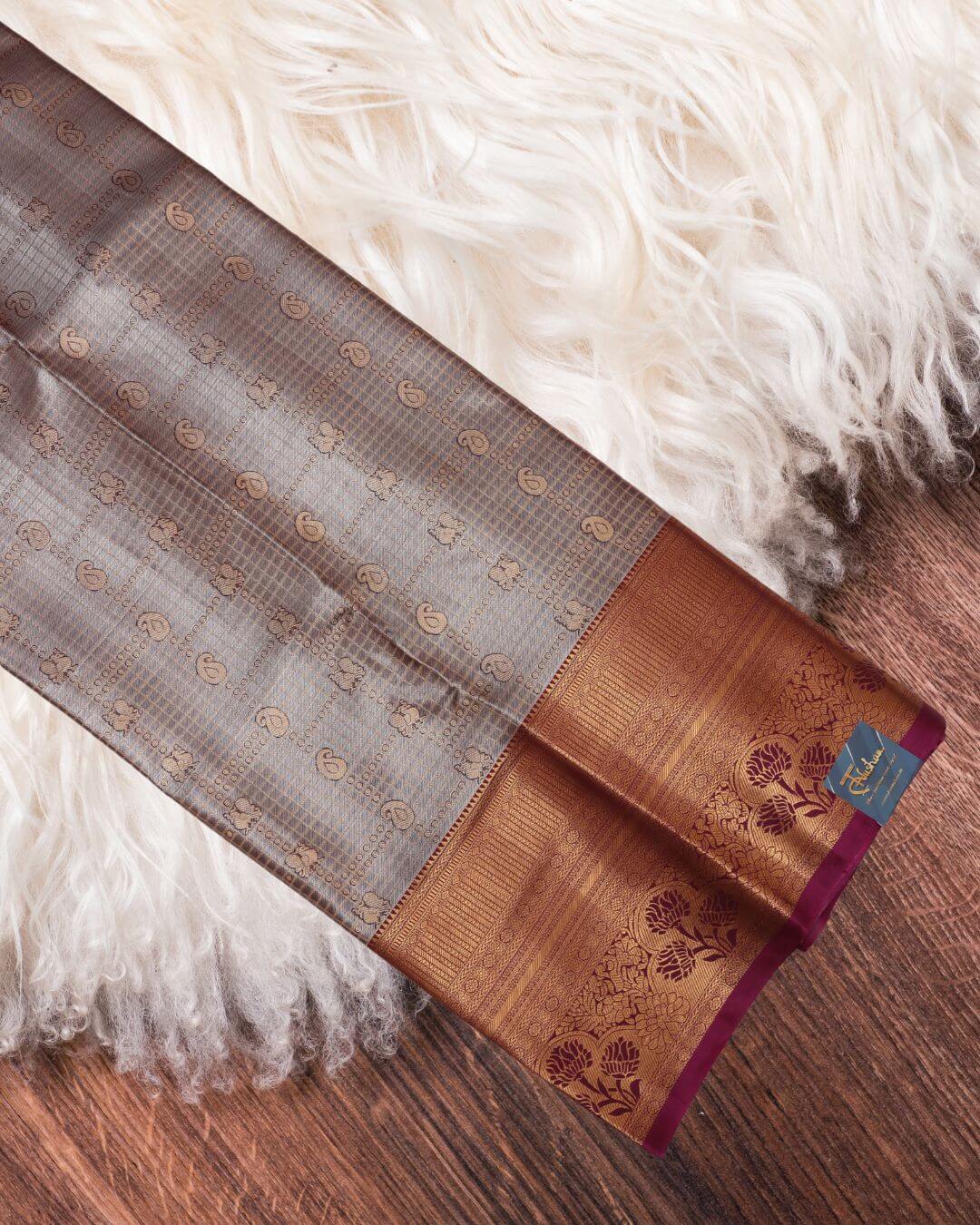 The Steel Grey Kanchipuram Silk Saree: A Statement Festive Ensemble