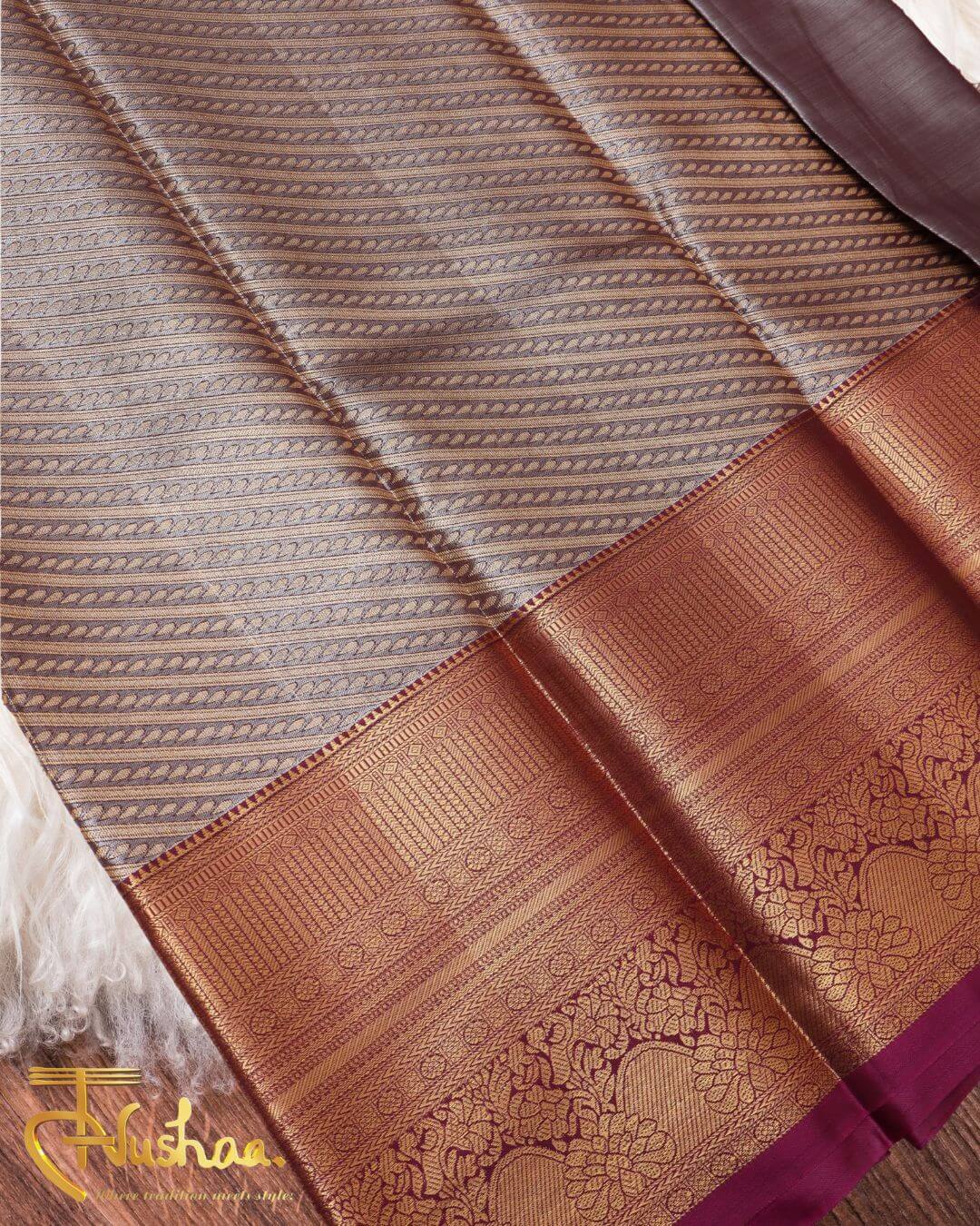 The Steel Grey Kanchipuram Silk Saree: A Statement Festive Ensemble