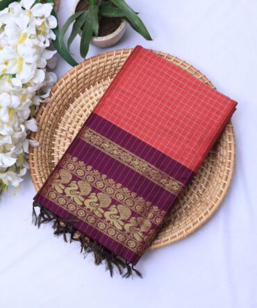 Pink & Wine Mangalagiri Cotton Saree
