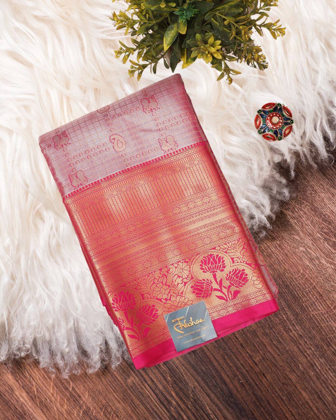 The Dazzling Pink Kanchipuram Silk Saree