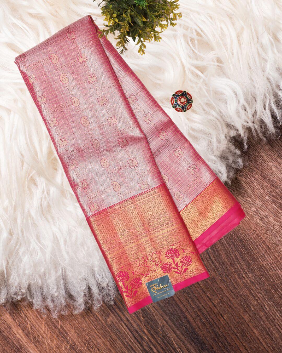 The Dazzling Pink Kanchipuram Silk Saree