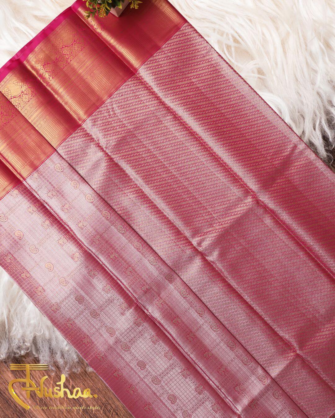 The Dazzling Pink Kanchipuram Silk Saree