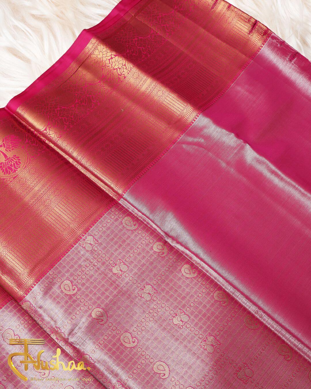 The Dazzling Pink Kanchipuram Silk Saree