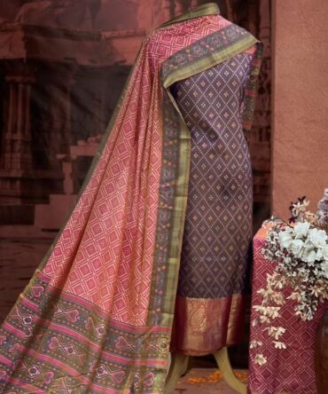Opulent Wine & Vibrant Pink Patola Silk Ensemble