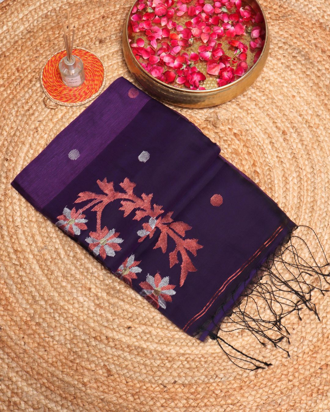 Exquisite Purple Handwoven Silk Linen Saree