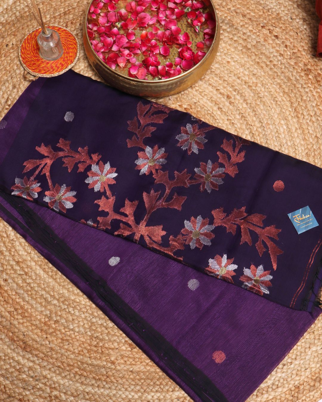 Exquisite Purple Handwoven Silk Linen Saree