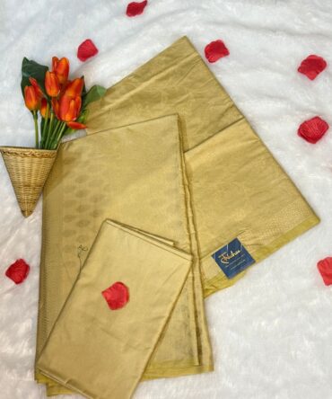 Cream with Golden Benarasi Silk Suit