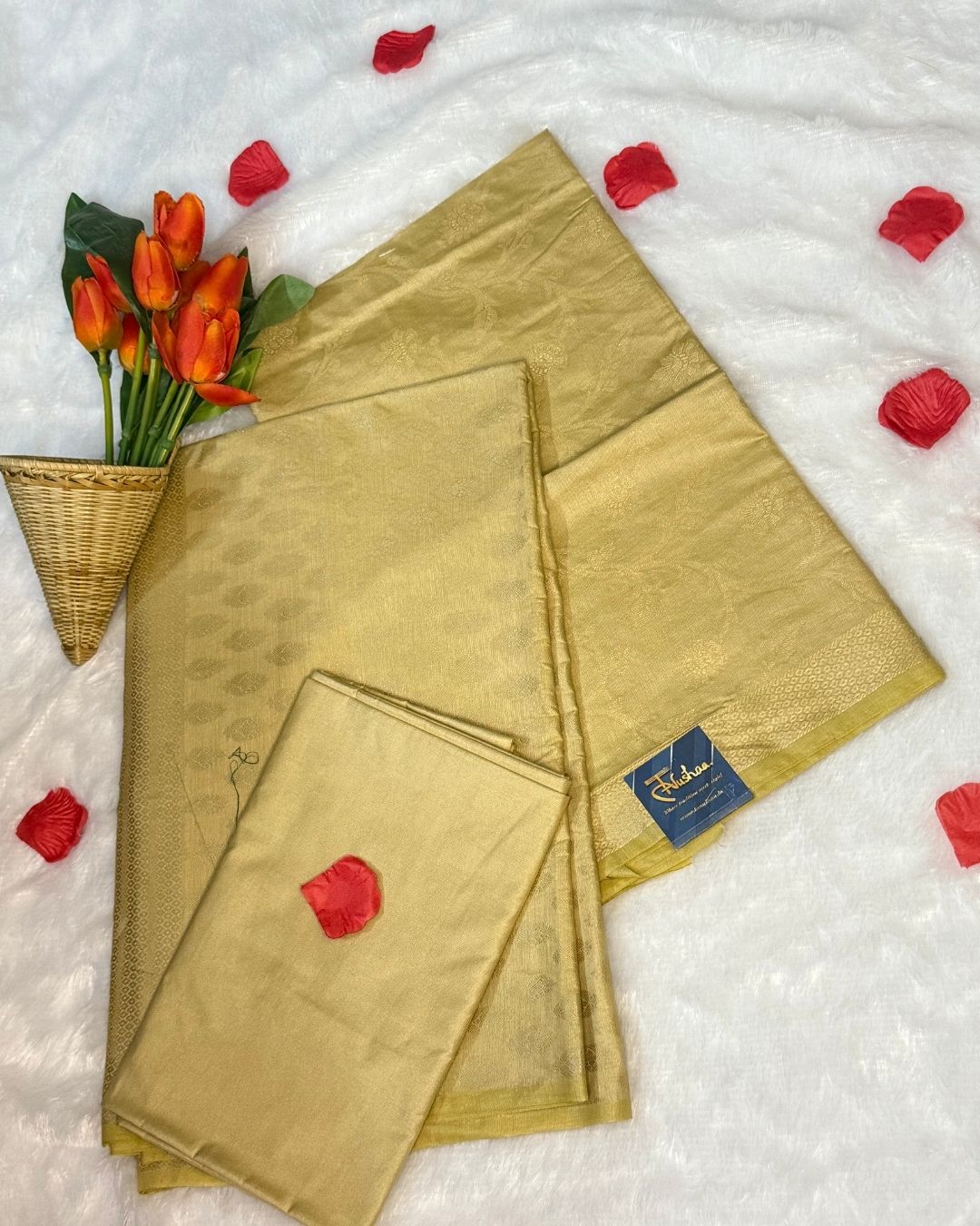 Cream with Golden Benarasi Silk Suit