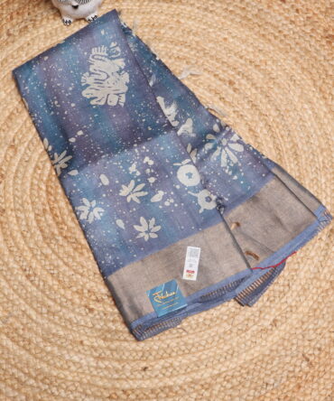 Powder Blue Handpainted Gachi Tussar