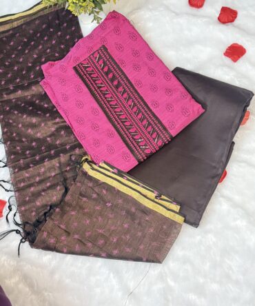 Pink and Coffee Cotton Suit Set