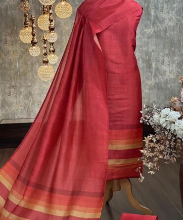 Peach Semi Tussar Digital Printed Silk