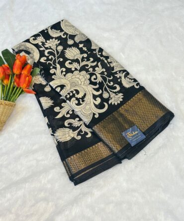 Kalamkari Cotton Silk Black & White