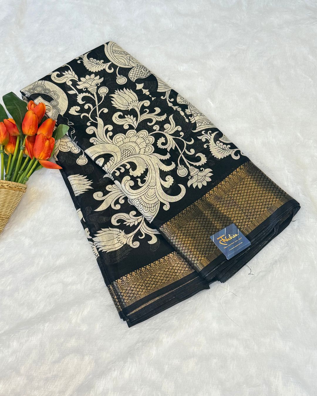 Kalamkari Cotton Silk Black & White