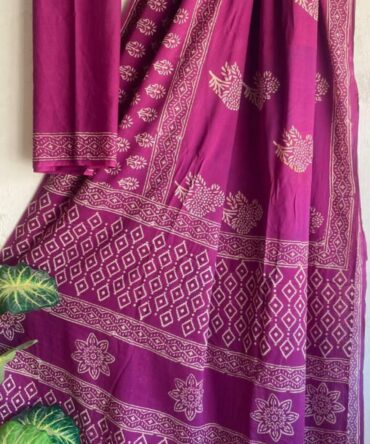 Pure Mul Cotton Saree in Rose Pink