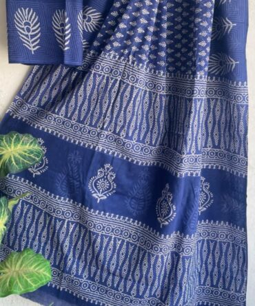 Serene Blue Mul Cotton Saree
