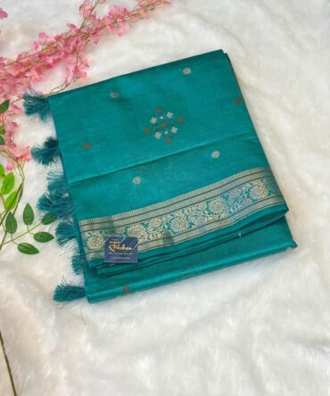 Sea Green Loom woven Cotton Silk Saree