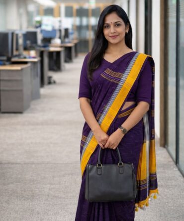 Deep Purple Handloom Khadi Saree