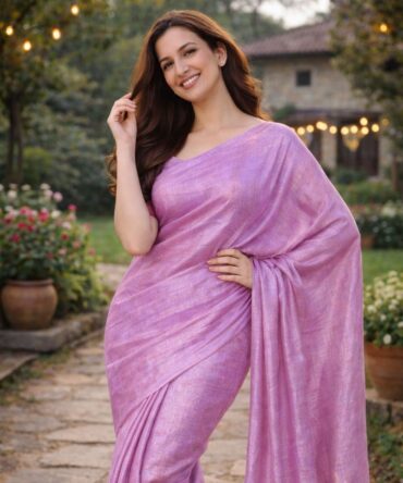 Rose Quartz Luster Raga Tissue Saree