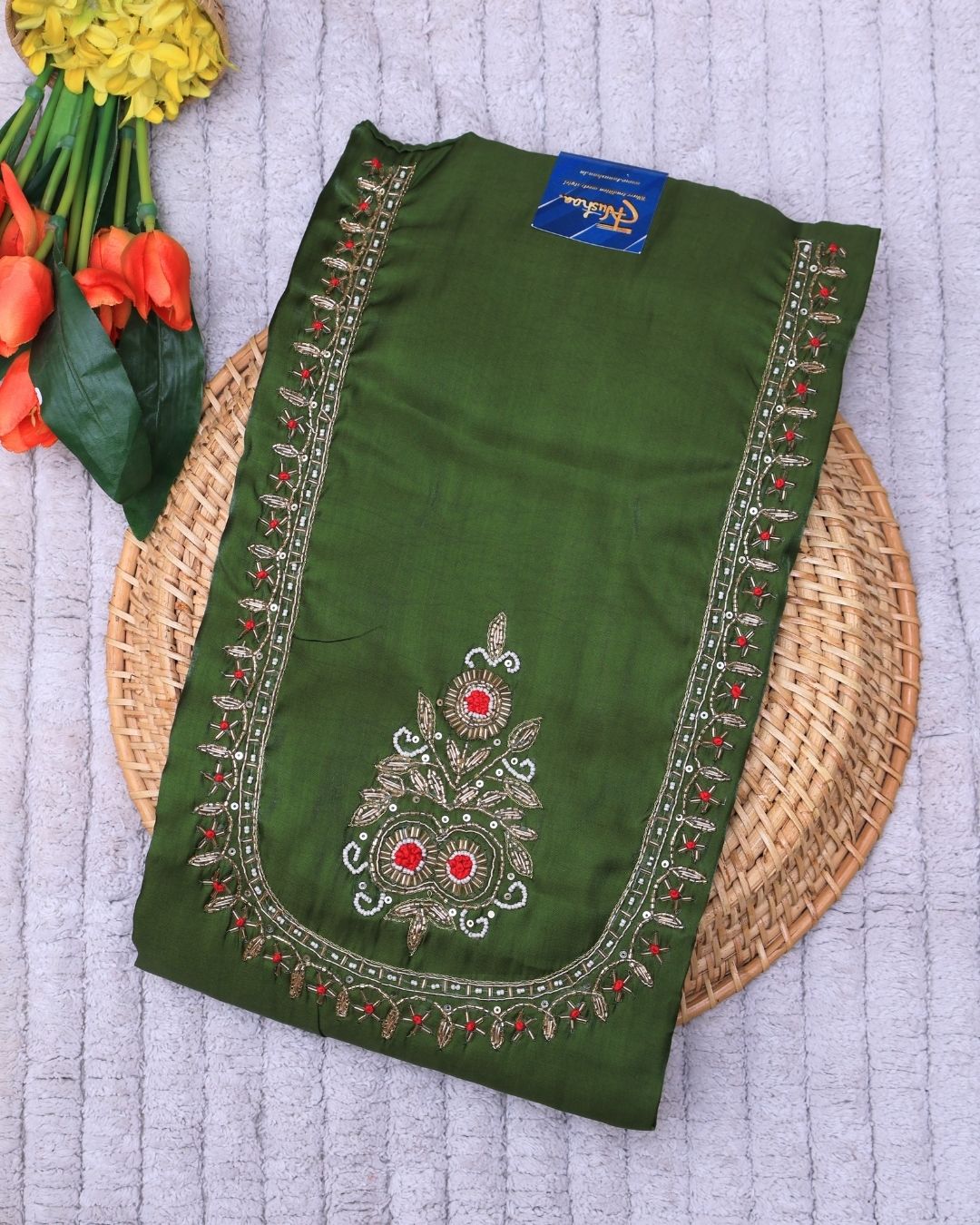 Green & Red Roman Glass fabric Suit - Image 2