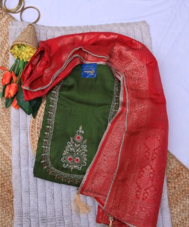 Green & Red Roman Glass fabric Suit