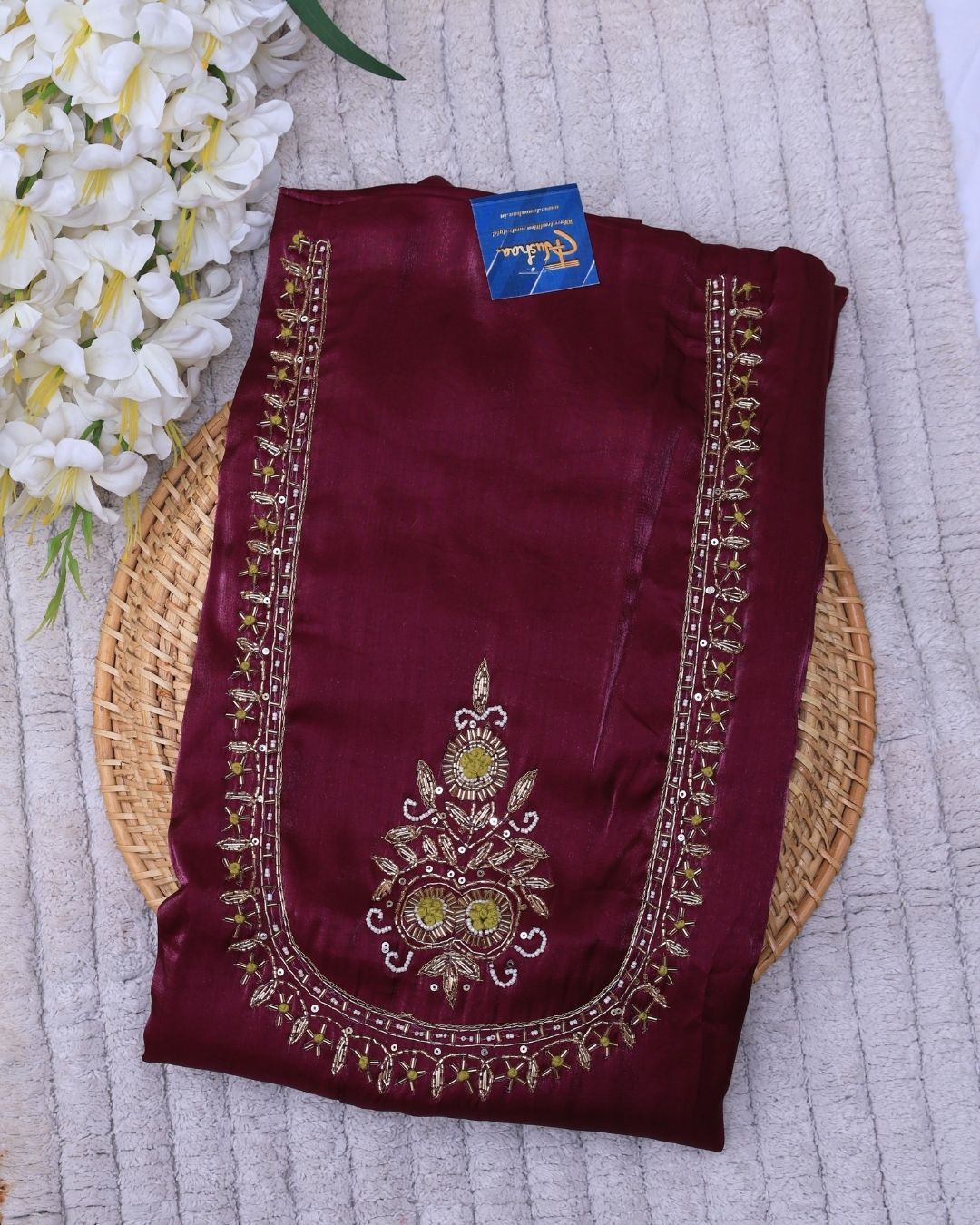 Wine & Forest Green Roman Glass Fabric Suit - Image 2