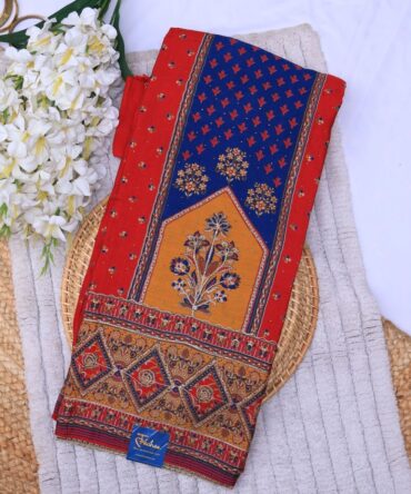 Ruby Red & Indigo Blue Modal Silk Suit Set