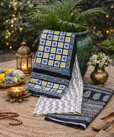 White Hand-Printed Cotton Suit